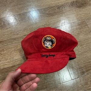 Betty Boop Conductor Train Hat Cap Red Hip Hop Y2K Suede Cowgirl One Size